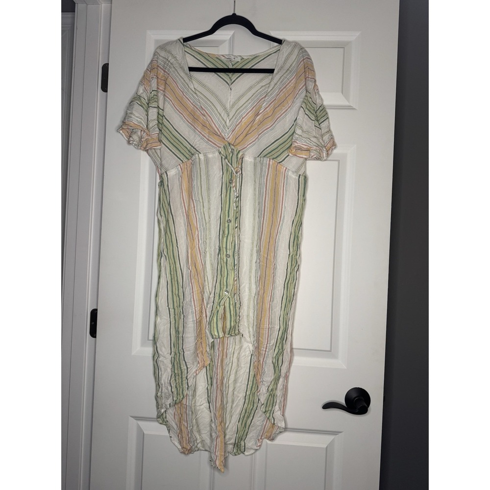 O'neill Low Tide Stripe Hi Low Swimsuit Coverup Dress Xl